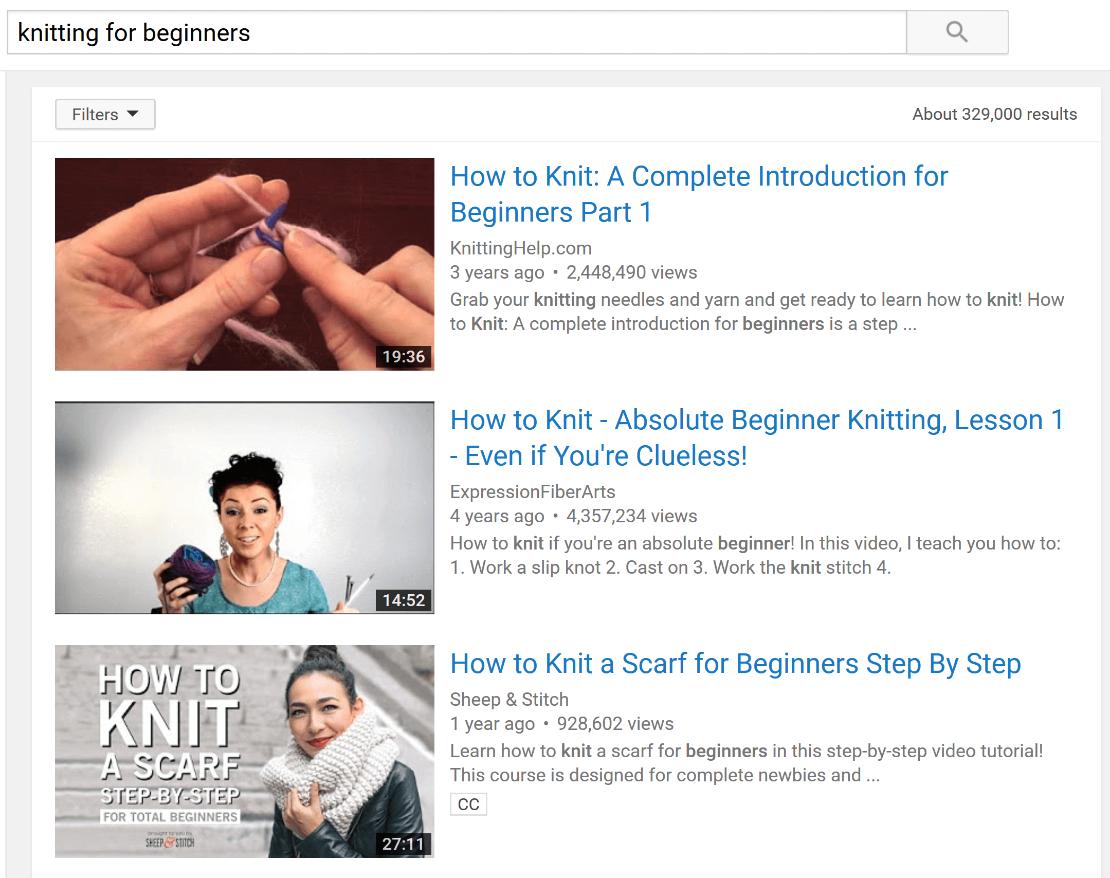 youtube search results 2