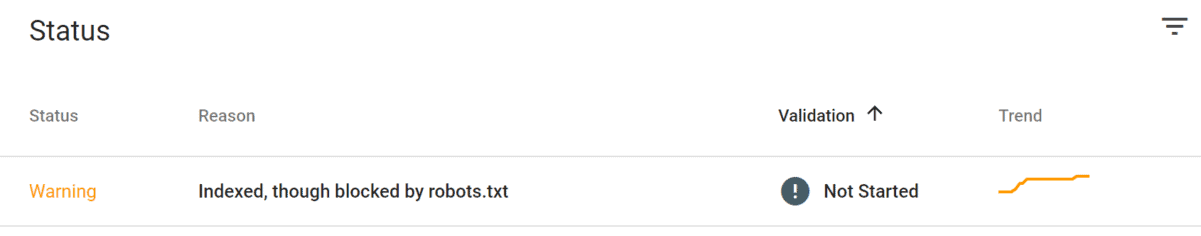 Filter warnings Filter warnings