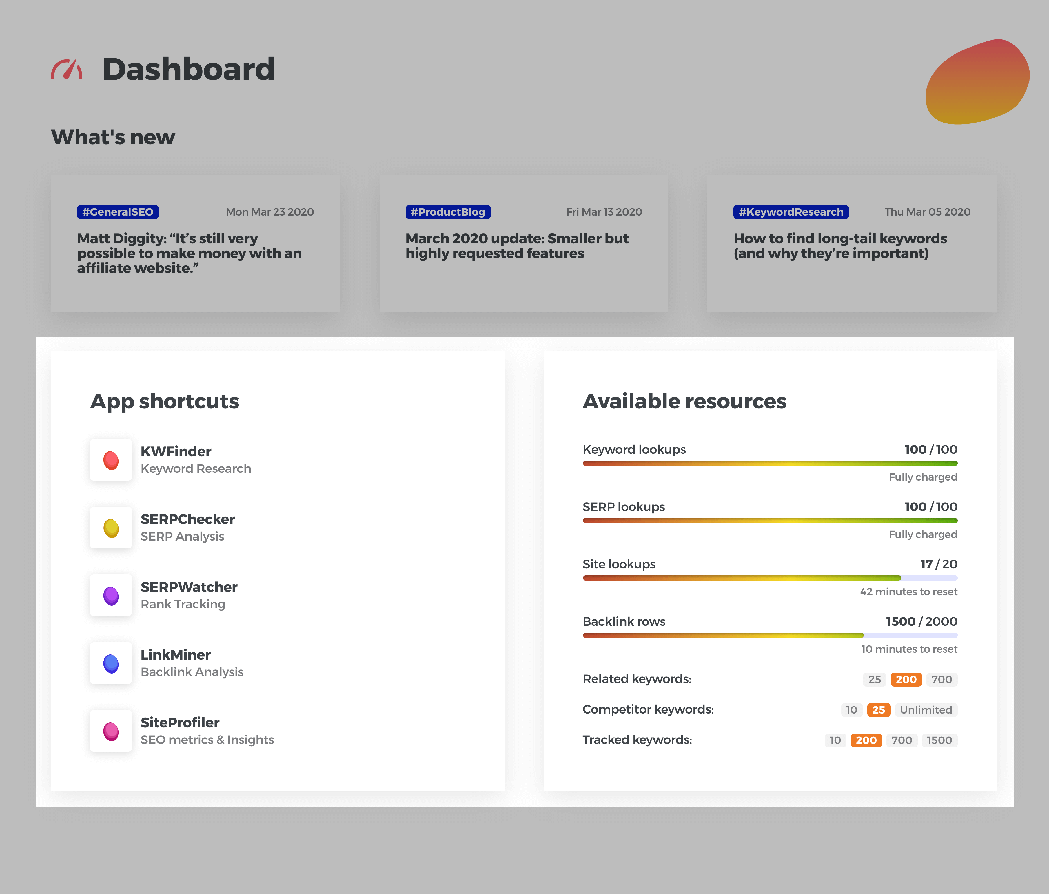 Mangools Dashboard – Resources Mangools Dashboard – Resources