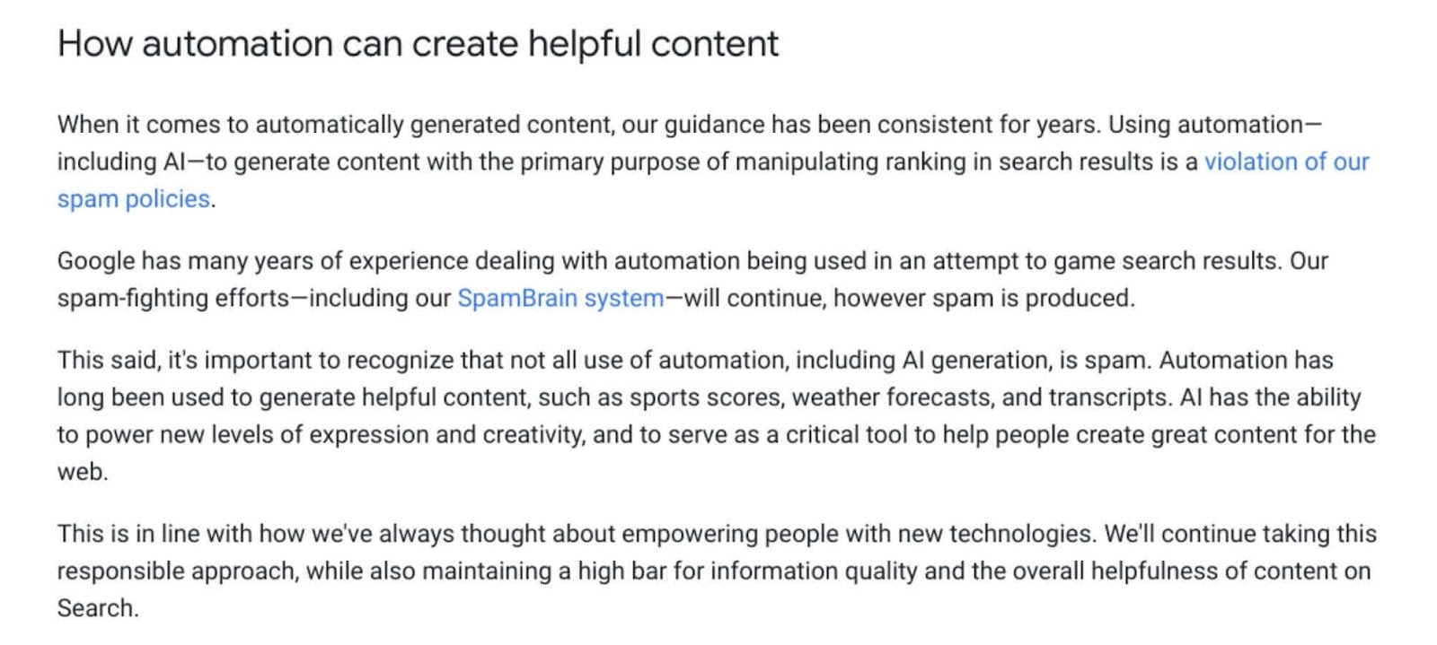 Backlinko chatgpt 12 Google's position on AI content generation