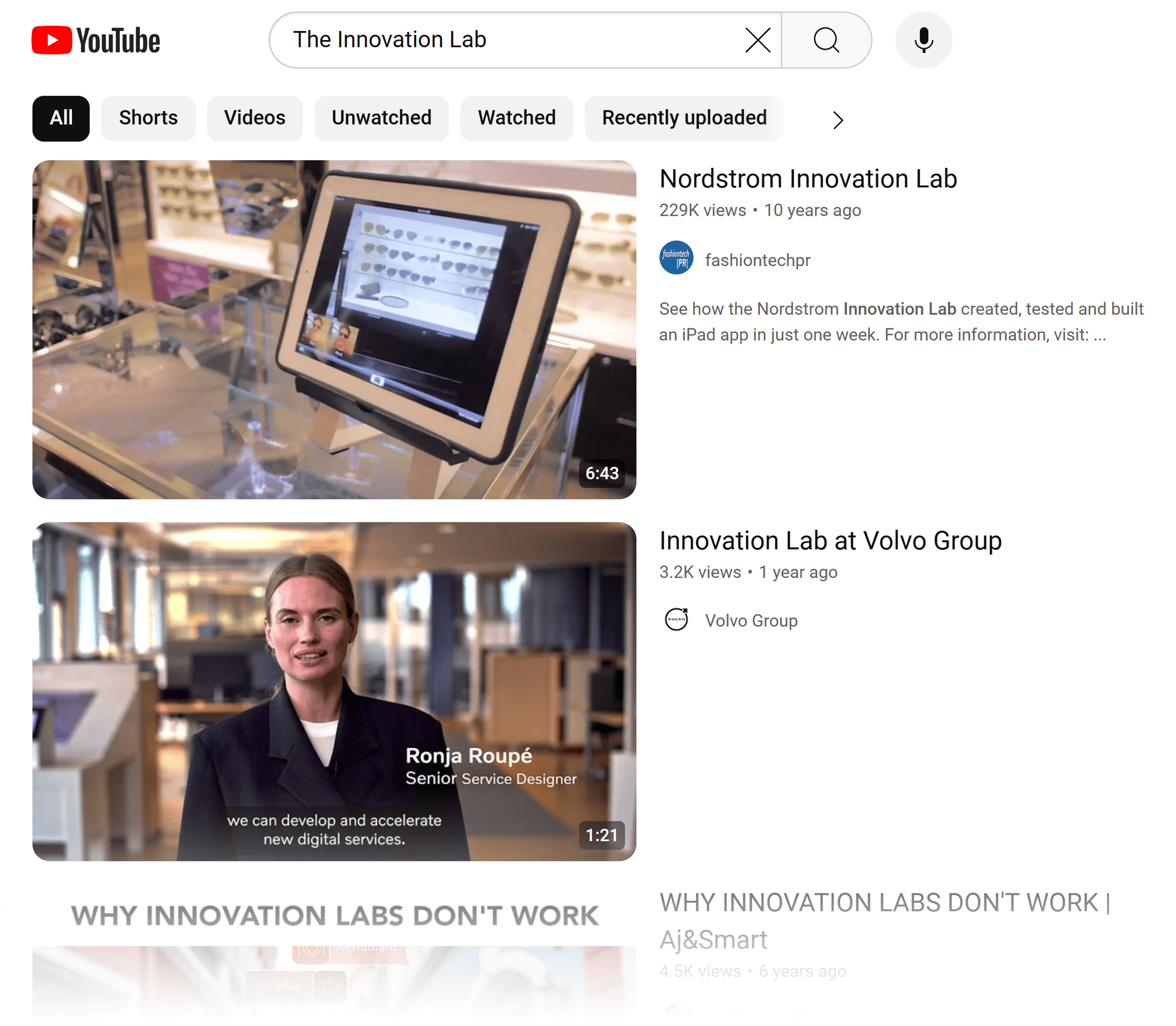 YouTube SERP – The Innovation Lab YouTube SERP – The Innovation Lab