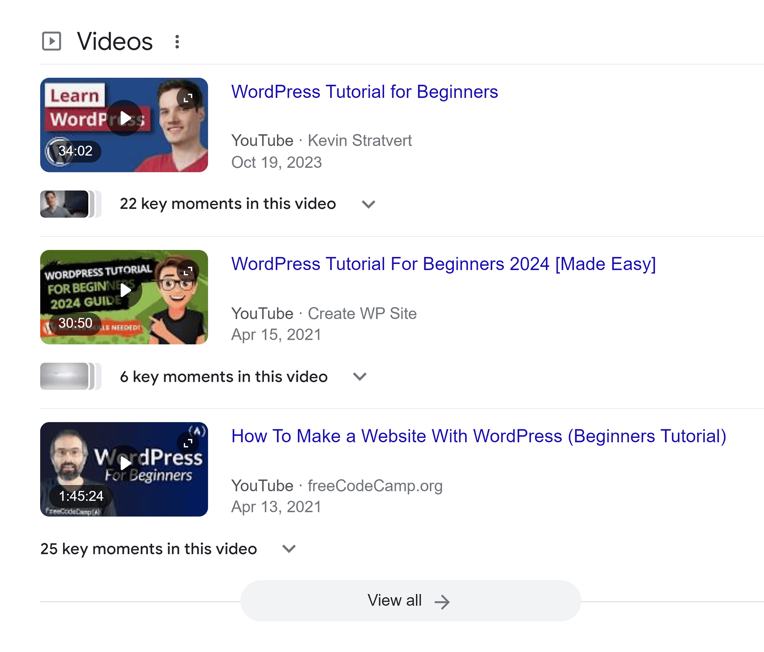 Google SERP – Videos Google SERP – Videos
