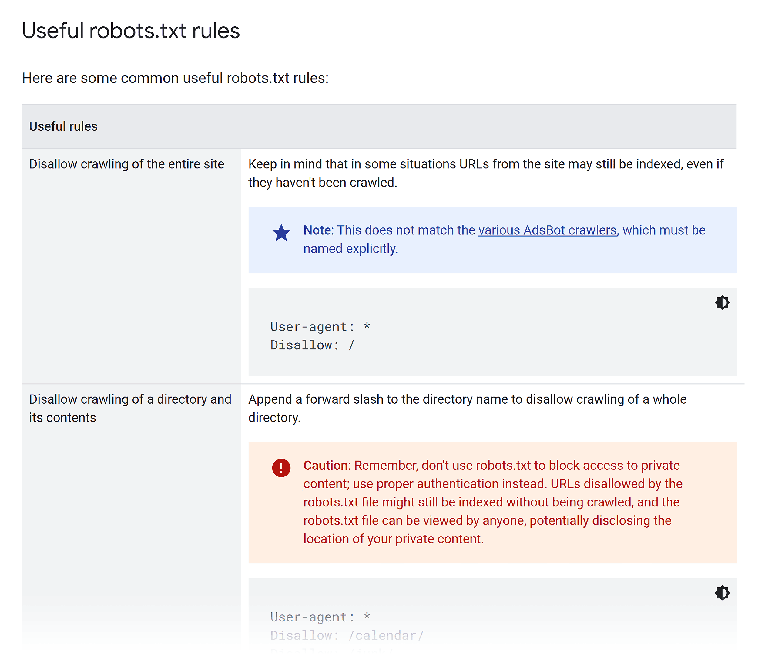 Google Search Central – Robots.txt rules Google Search Central – Robots.txt rules