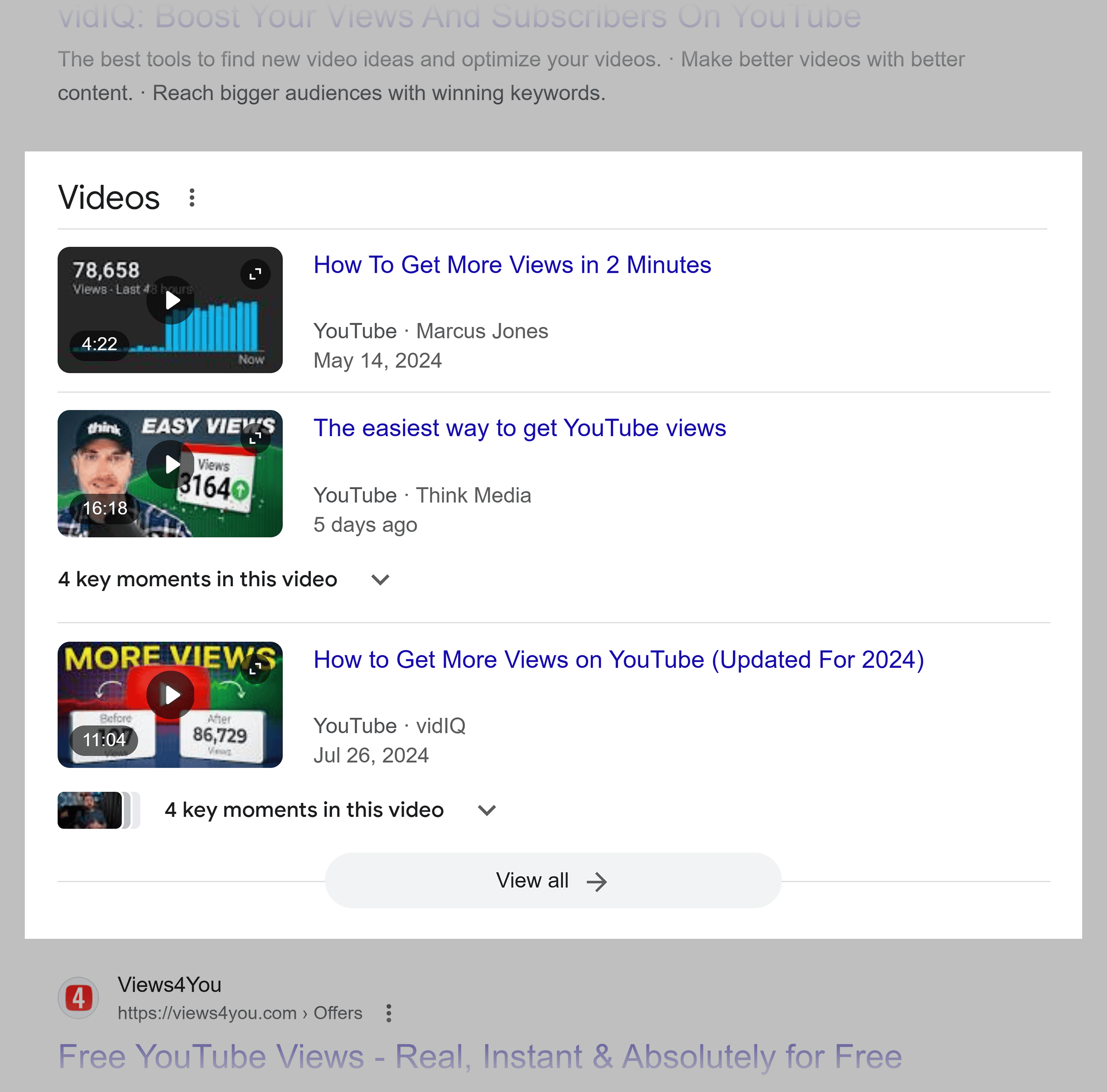 Google SERP – YouTube views – Videos Google SERP – YouTube views – Videos