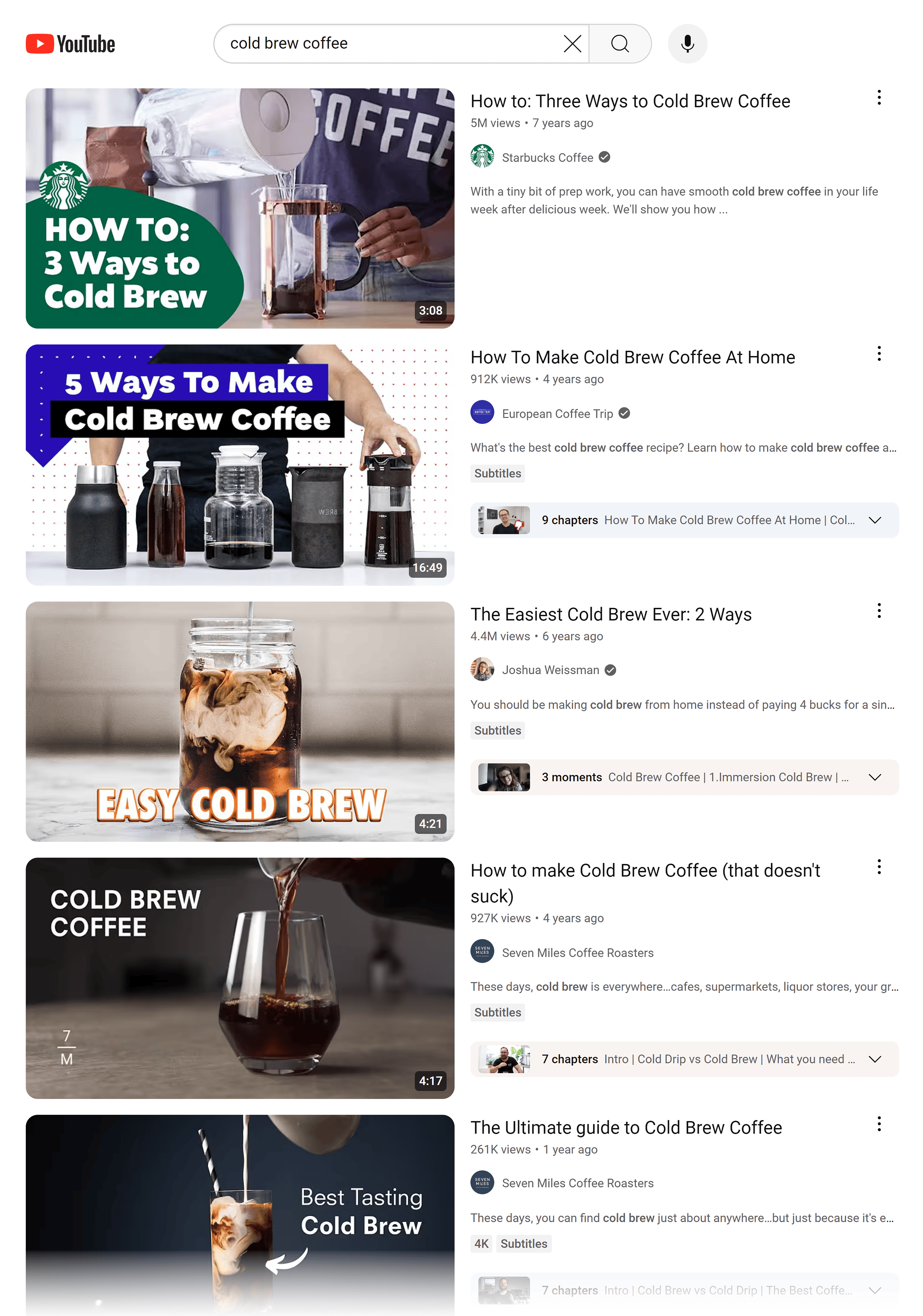 YouTube – Search results – Cold brew coffee YouTube – Search results – Cold brew coffee