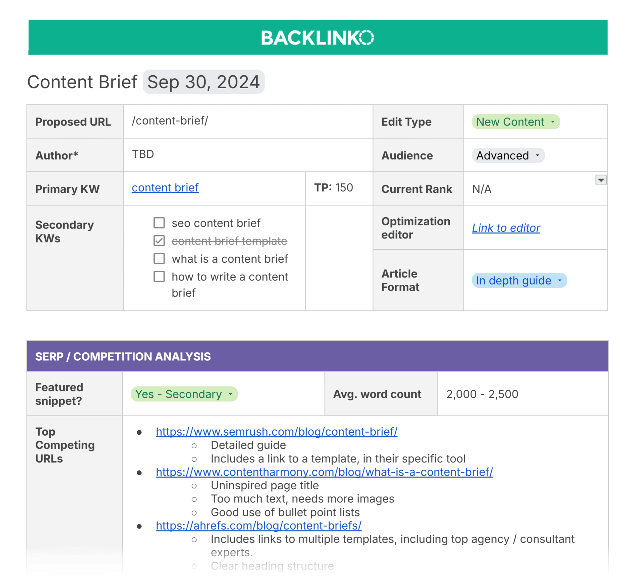 Content Brief – Elements Content Brief – Elements