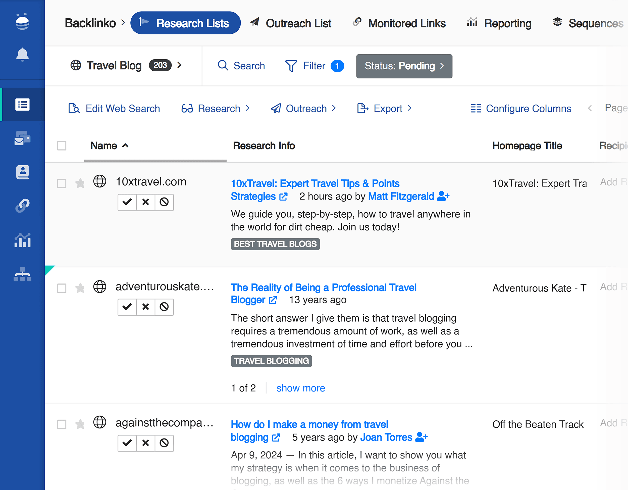 BuzzStream – Backlinko – Research List