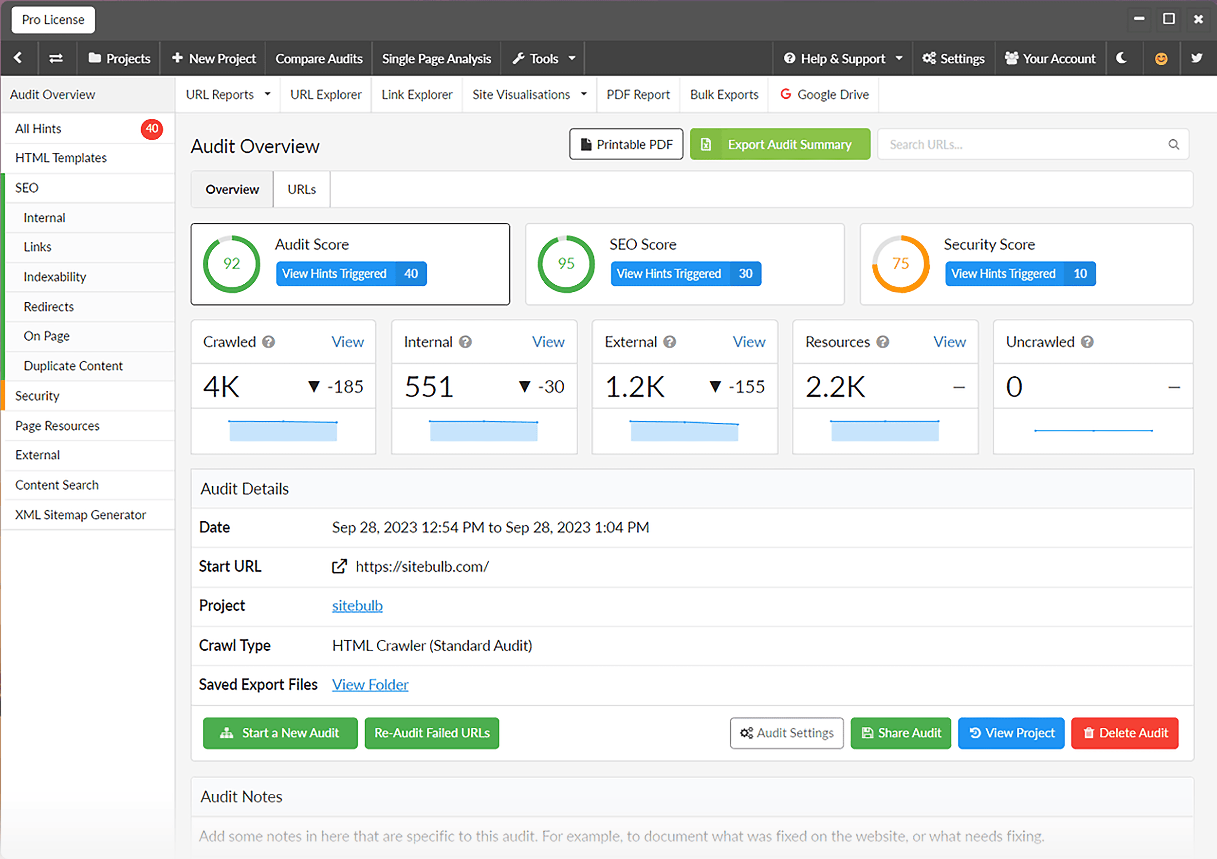 Sitebulb – Audit Overview