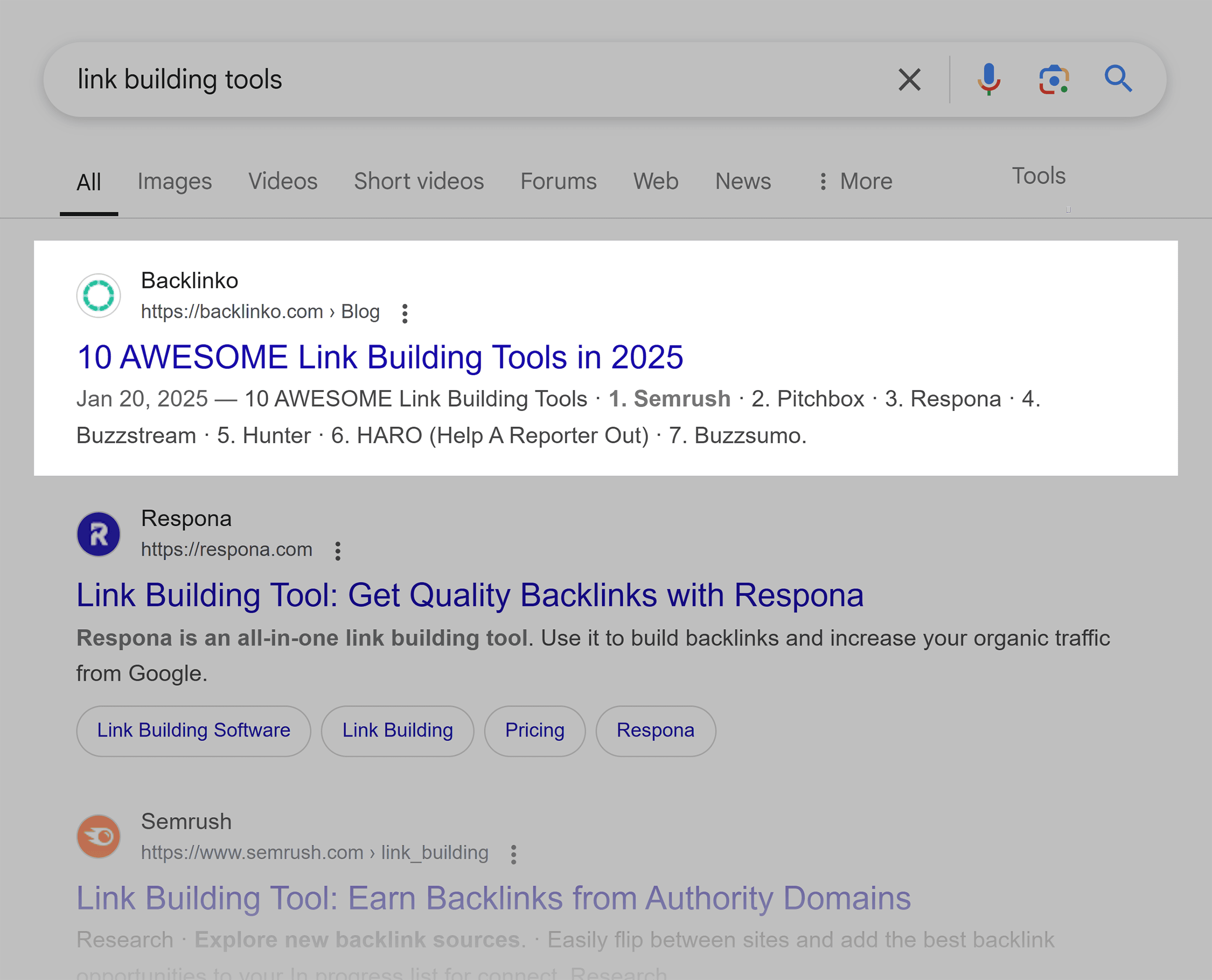 Google SERP – Link Building Tools Google SERP – Link Building Tools