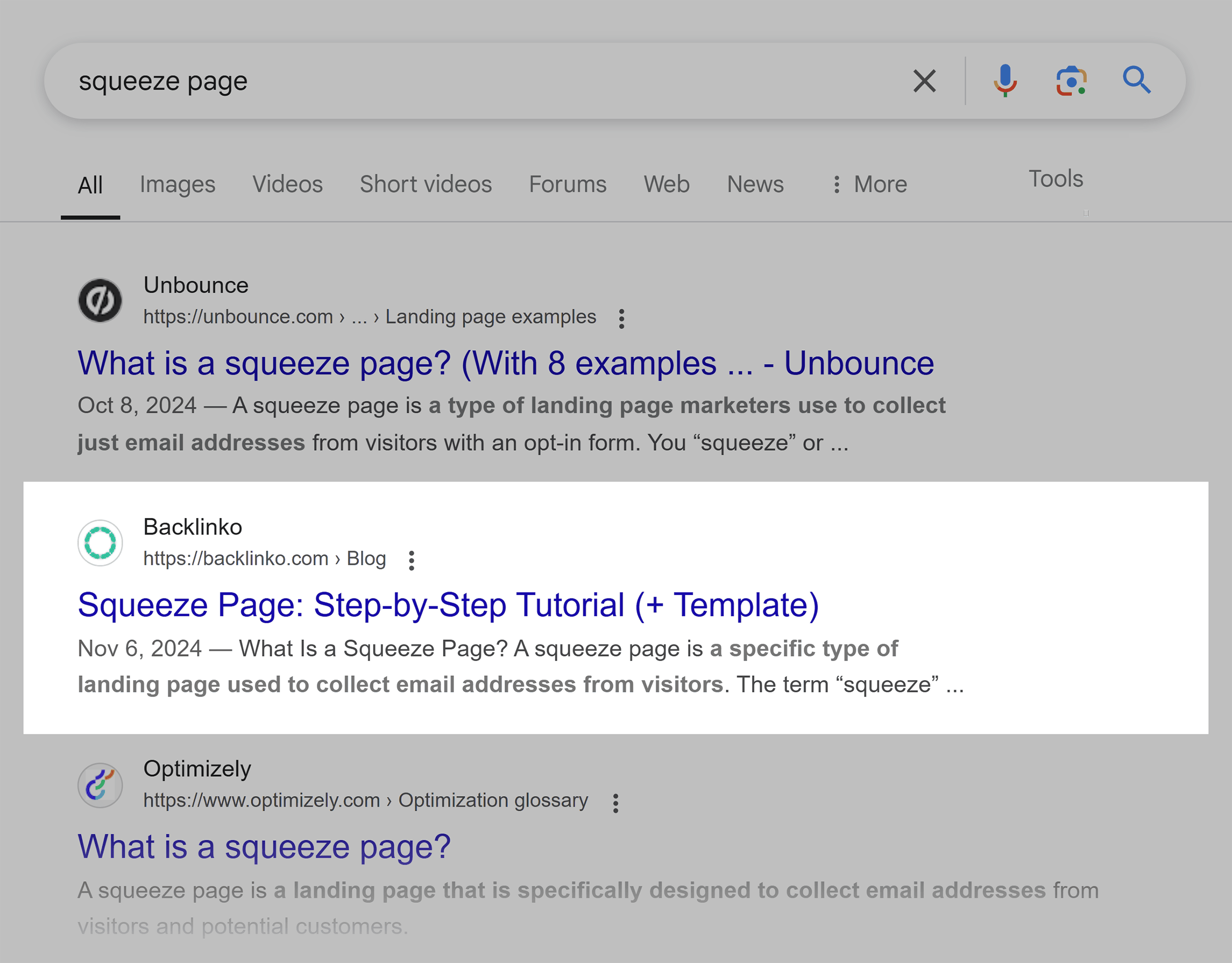 Google SERP – Squeeze Page Google SERP – Squeeze Page