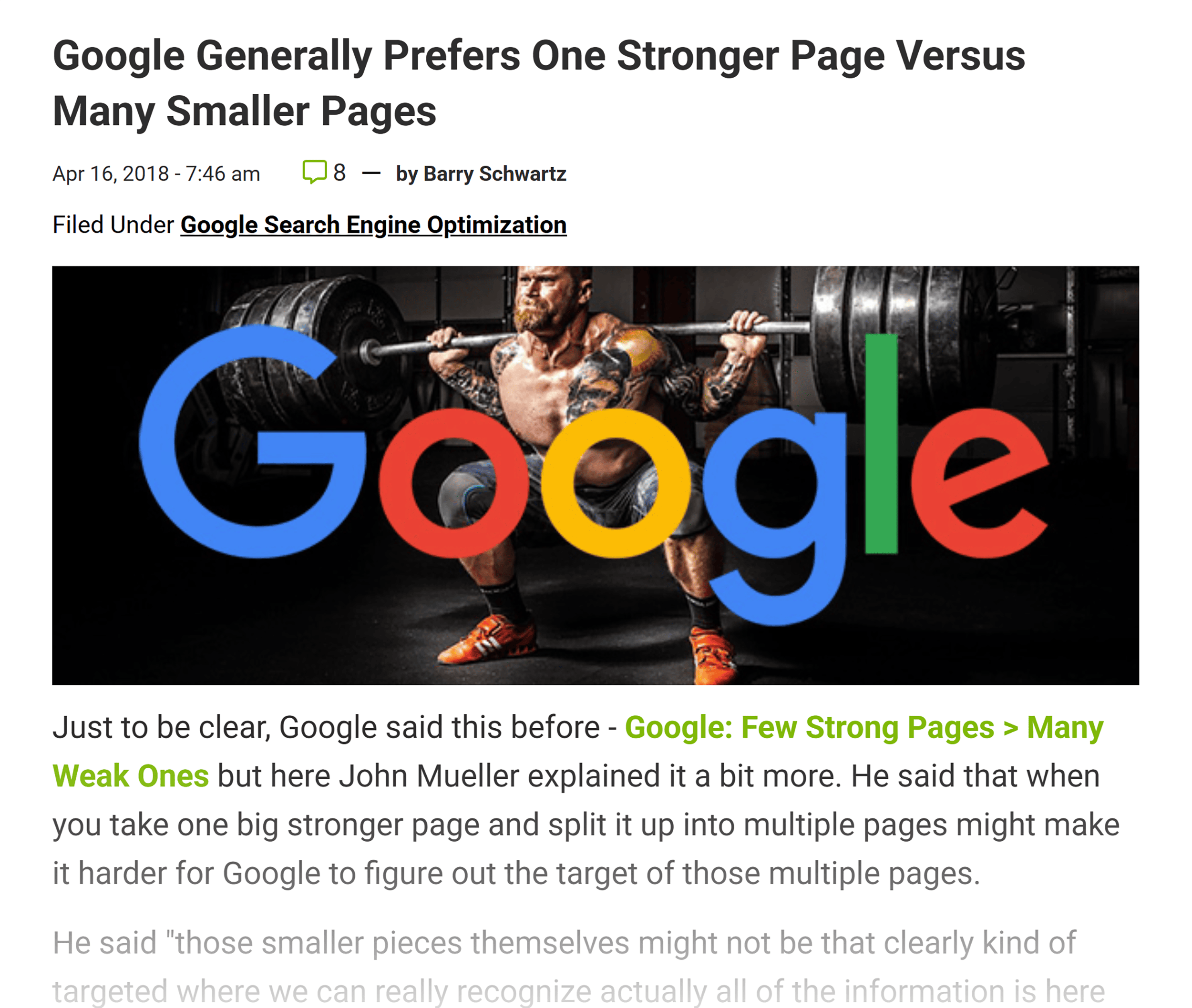 SER – Google Prefers Stronger Pages