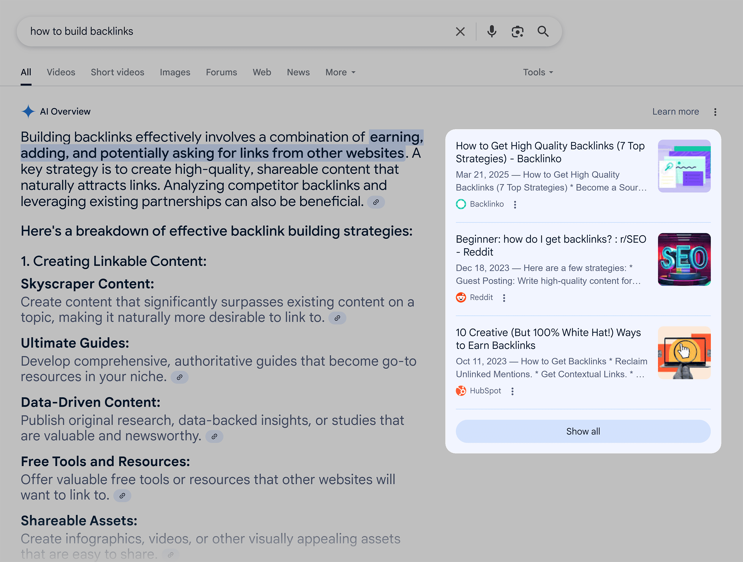 Google SERP – How to build backlinks